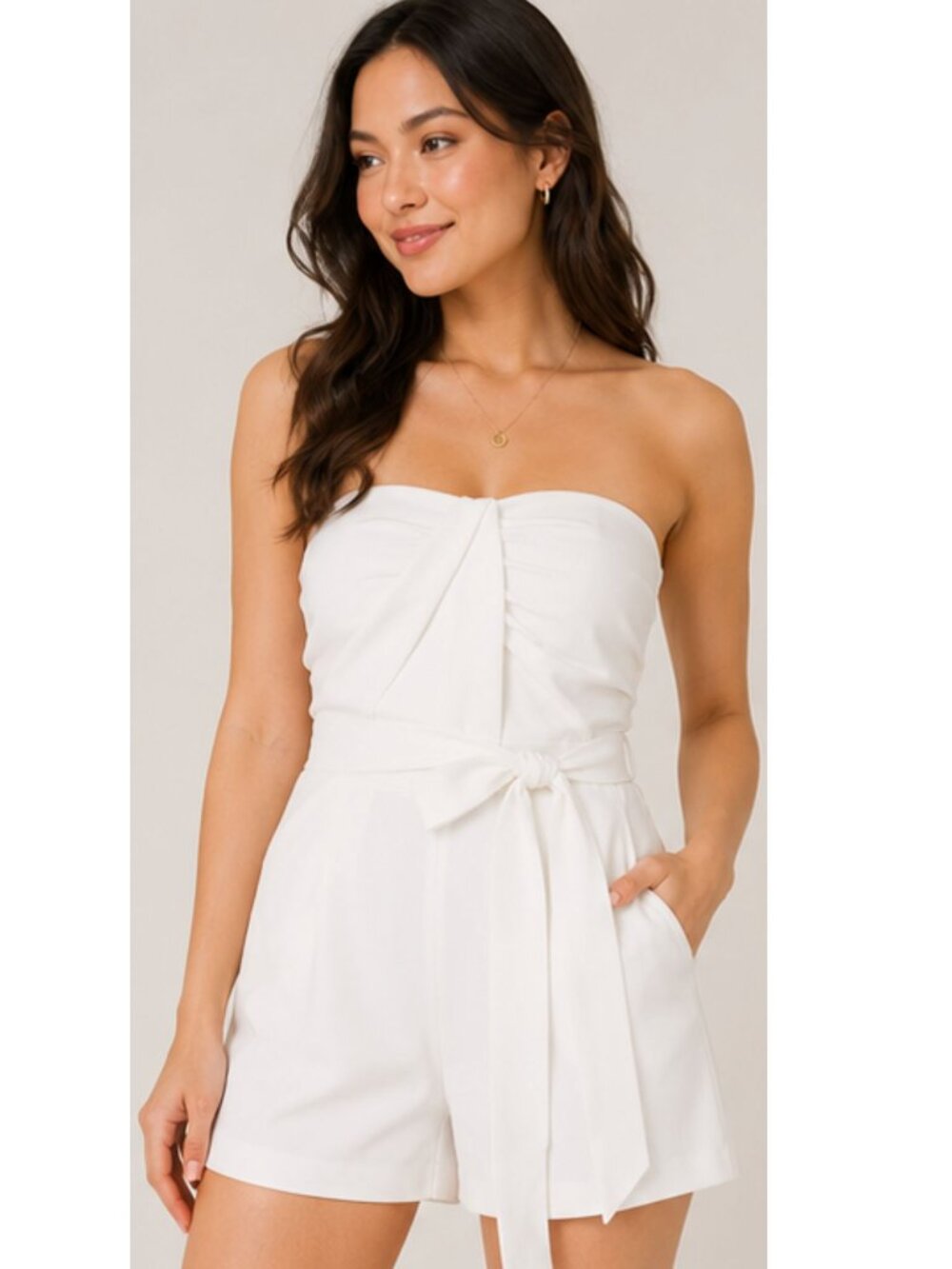 Great Jones White Strapless Romper Tie Waist XS - Picture 2 of 7